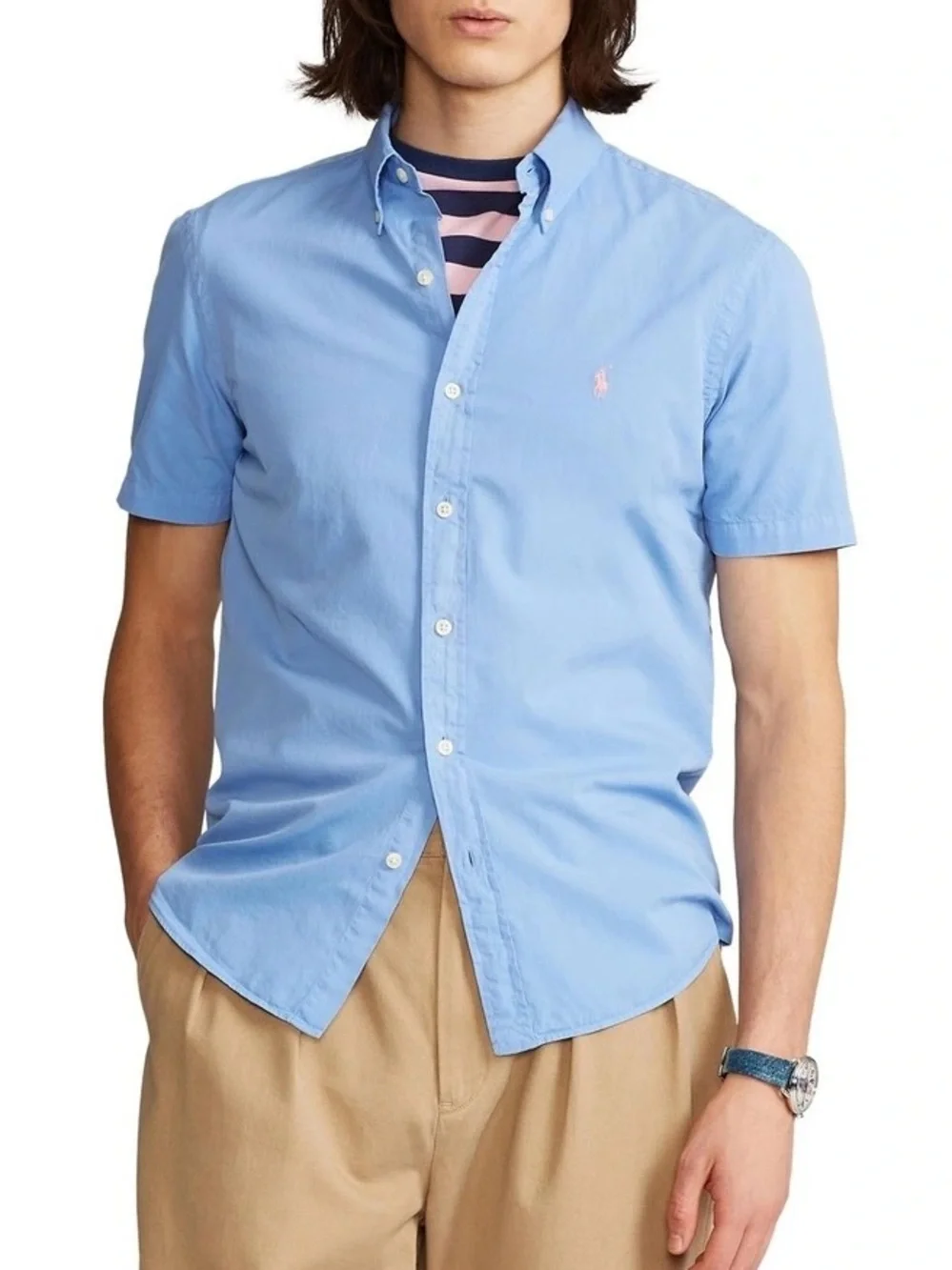 SOLD Ralph Lauren Classic Fit Featherweight Twill Short Sleeve Shirt Sz XL Blue - Picture 11 of 11